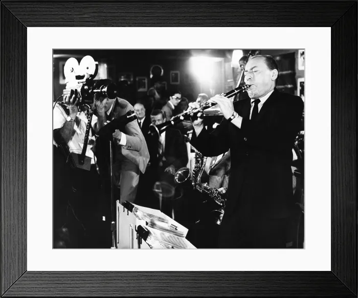 Framed Print : Woody Herman and his boys swing during a one night stand at a roadhouse. The performance was being filmed for an ABC-TV special, One Night Stands Framed Print : Woody Herman and his boys swing during a one night stand at a roadhouse. The performance was being filmed for an ABC-TV special, One Night Stands