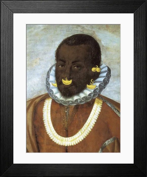 Framed Print : SANCHEZ GALQUE, Adrin (16th-17th century). Warriors of the Esmereldas. 1599. Oil on canvas. SPAIN. Madrid. America's Museum. AISA / Everett Collection**US SALES ONLY**
