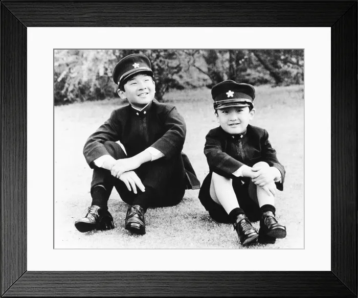 Framed Print : Japan's Prince Hiro (left) and Prince Aya where their school uniforms. April 10, 1972. Hiro was a freshman at Gakushuin Junior High School and Aya was in first grade