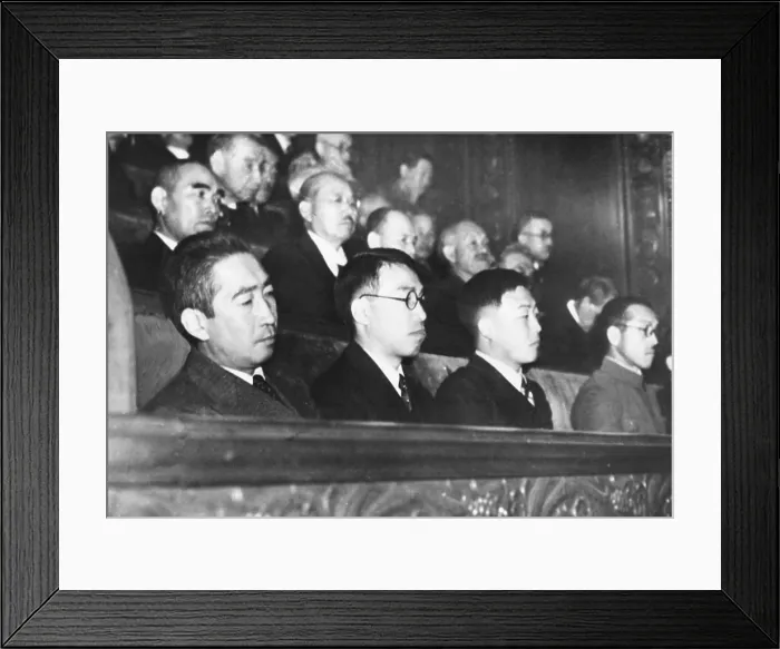 Framed Print : Japanese Princes attend a session of the Japanese Diet. Dec. 11, 1945. Left to right: Prince Takeda, Prince Higashikuni, and Prince Kaya. (CSU_2015_9_869)