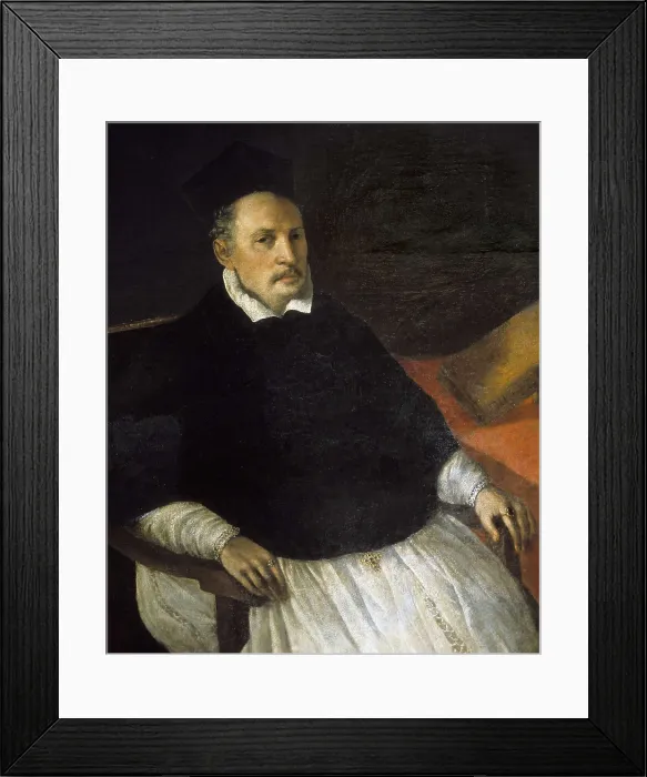 Framed Print : ZURBARAN, Francisco de (1598-1664). Portrait of Fray Diego Deza. 1625. Another copy identical to this one existed at the Gall. Kndler in New York. Oil on canvas. SPAIN. Madrid