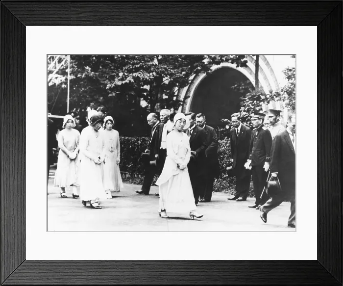 Framed Print : Empress Nagoto of Japan, visited downtown Tokyo, Japan, July 25, 1931. The area was destroyed and rebuilt after the great earthquake disaster of 1923. (CSU_2015_9_877)