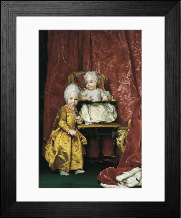 Framed Print : MENGS, Anton Raphael (1728-1779). Portrait of Archduke Ferdinand I and Archduchess Maria Carolina of Austria. ca. 1770
