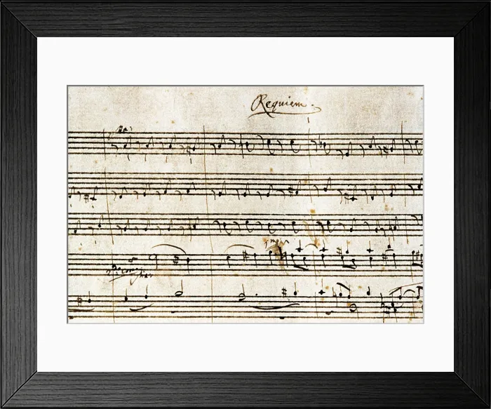 Framed Print : MOZART, Wolfgang Amadeus (1756-1791). Autographed score of the 'Requiem' K. 626. AISA / Everett Collection**US SALES ONLY** Framed Print : MOZART, Wolfgang Amadeus (1756-1791). Autographed score of the 'Requiem' K. 626. AISA / Everett Collection**US SALES ONLY**