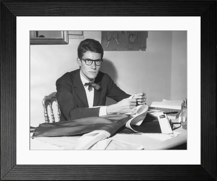 Framed Print : Yves Saint Laurent opened his couture fashion house in Paris in 1961. House of Yves Saint Laurent presented its first collection in 1962. Photo of Sept