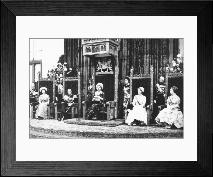 Framed Print : Queen Juliana delivers Speech from the Throne at the state opening of Dutch legislature. Sept. 21, 1961
