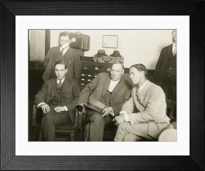 Framed Print : Nathan Leopold, Jr. defense attorney Clarence Darrow and Richard Loeb, June 4, 1924 Framed Print : Nathan Leopold, Jr. defense attorney Clarence Darrow and Richard Loeb, June 4, 1924