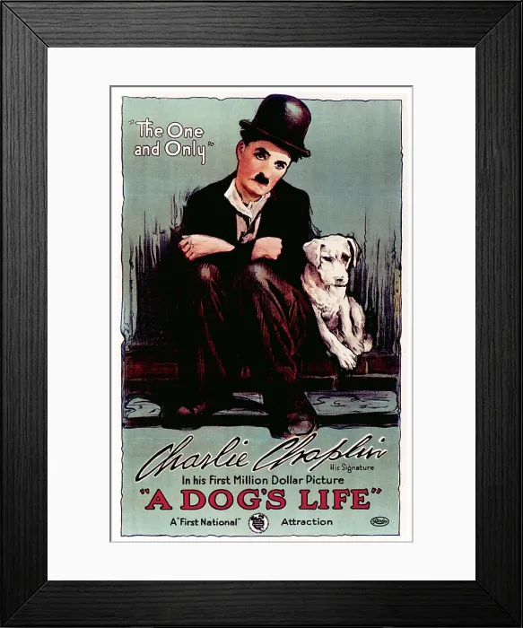 Framed Print : A DOG'S LIFE, Charlie Chaplin, 1918