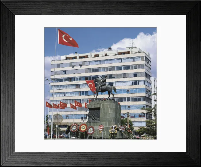 Framed Print : ATATRK, Kemal (1881-1938). Monument to Ataturk located at the Republic square-Cumhuriyet Meydani (Izmir). Architecture. TURKEY. MARMARA. IZMIR. Izmir
