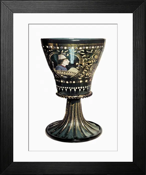 Framed Print : Venetian crystal cup, blue glass with enamels, 15th c. Glass and enamelware. UNITED KINGDOM. London. Victoria and Albert Museum. AISA / Everett Collection**US SALES ONLY**