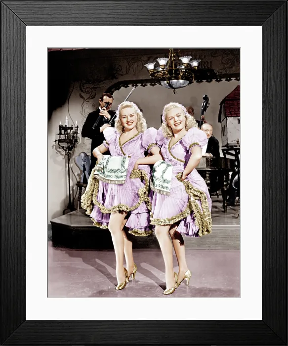 Framed Print : THE DOLLY SISTERS, from left: Betty Grable, June Haver, 1945. 20th Century-Fox Film Corporation, TM & Copyright / courtesy Everett Collection