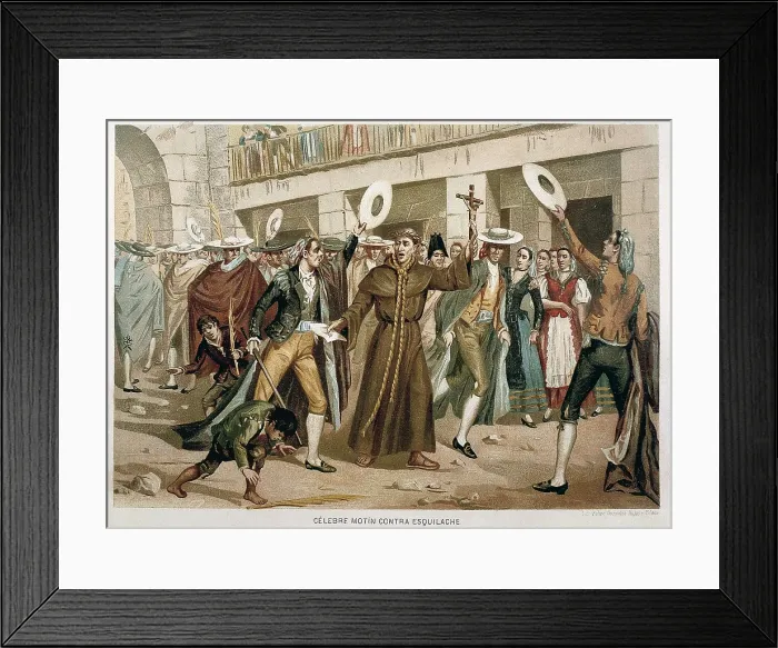Framed Print : Spain (1766). Madrid. Esquilache Riots (26th March 1766). Litography. SPAIN. Barcelona. Biblioteca de Catalunya (National Library of Catalonia)