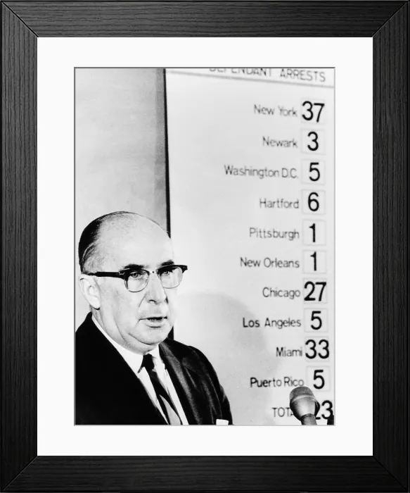 Framed Print : Atty. Gen. John Mitchell announced the largest anti-narcotics operation in U.S. history. June 21, 1970 Framed Print : Atty. Gen. John Mitchell announced the largest anti-narcotics operation in U.S. history. June 21, 1970
