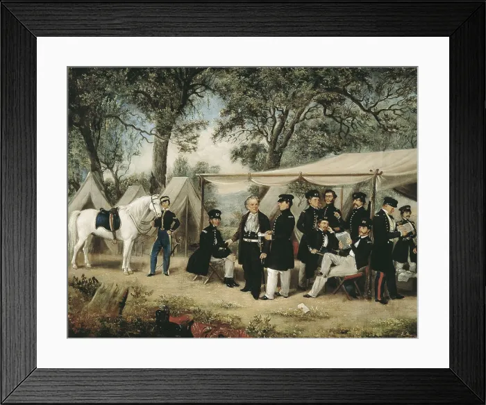 Framed Print : BROWN, William Garl (1823-1894). Zachary Taylor (center) at his encampment during the Mexican War. 1847. Oil on canvas. UNITED STATES OF AMERICA. Washington