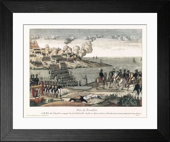 Framed Print : Spain. Liberal Triennium. Taking of Trocadero fortress by The Hundred Thousand Sons of Saint Louis, the Duke of Angouleme in charge (30th-31st August 1823). Litography. FRANCE Framed Print : Spain. Liberal Triennium. Taking of Trocadero fortress by The Hundred Thousand Sons of Saint Louis, the Duke of Angouleme in charge (30th-31st August 1823). Litography. FRANCE