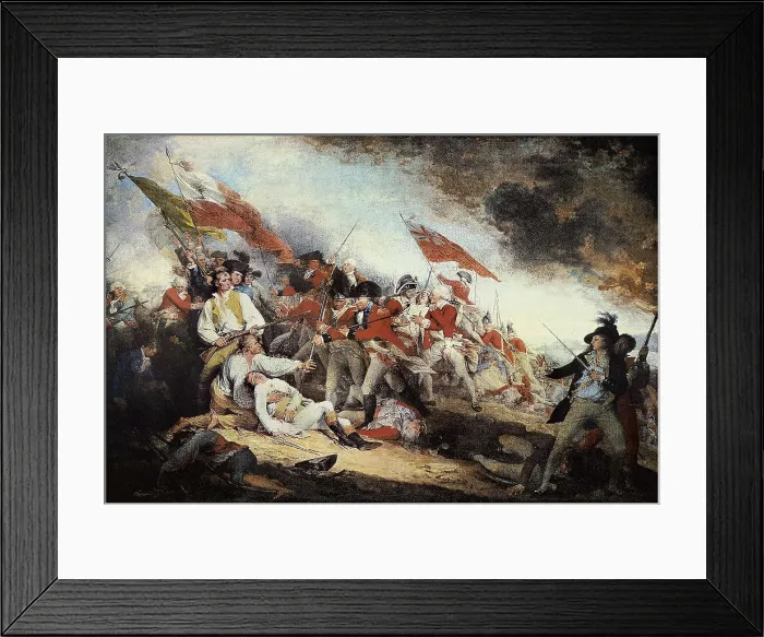 Framed Print : TRUMBULL, John (1756-1843). The Battle of Bunker Hill. Battle on June 17, 1775 between the British Army and the Americans, near Boston. Oil on canvas. UNITED STATES OF AMERICA Framed Print : TRUMBULL, John (1756-1843). The Battle of Bunker Hill. Battle on June 17, 1775 between the British Army and the Americans, near Boston. Oil on canvas. UNITED STATES OF AMERICA