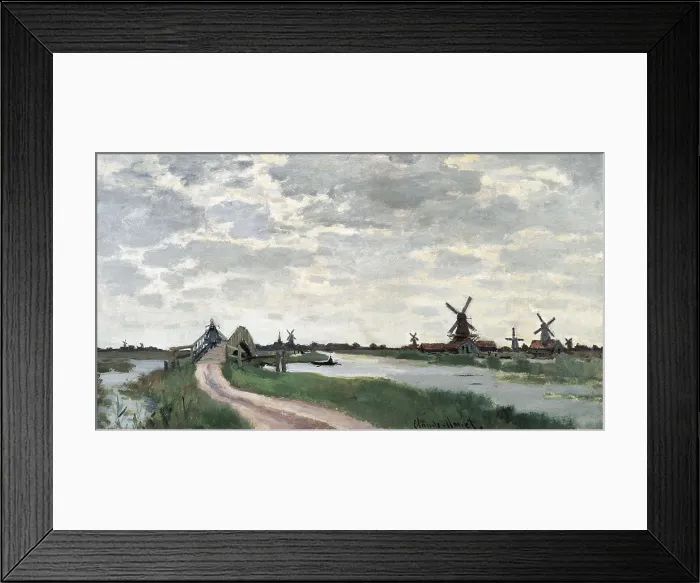 Framed Print : MONET, Claude (1840-1926). Windmills near Zaandam. 1871. Impressionism. Oil on canvas. UNITED STATES OF AMERICA. Baltimore. Walters Art Gallery
