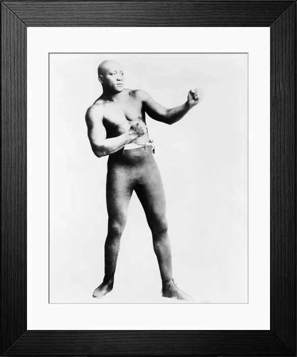 Framed Print : Jack Johnson in a fighting pose