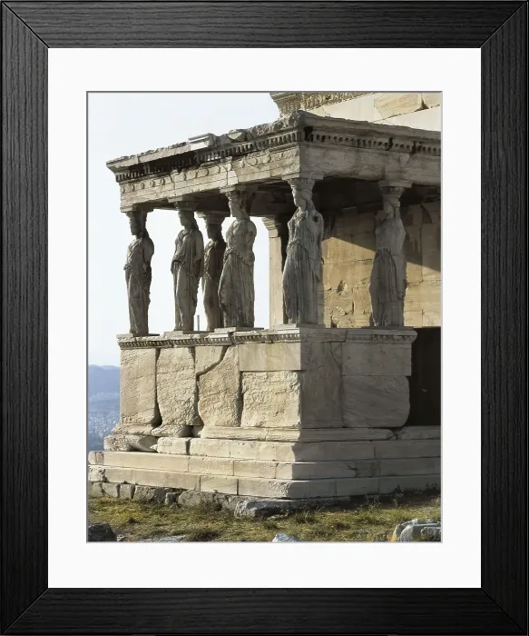Framed Print : Erechtheion. 421 -414 BC. GREECE. Athens. Acropolis. Erechtheum or Erecththeion. Porch of the Caryatids. Classical Greek art. Architecture