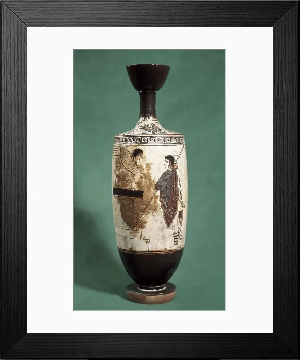 Framed Print : Oedipus and the Sphinx. Attic kylix. Classical Greek art. Ceramics. ITALY. Taranto. Taranto Archaelogical National Museum. AISA / Everett Collection**US SALES ONLY**