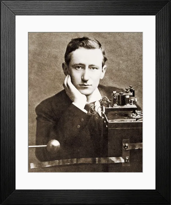 Framed Print : MARCONI, Guglielmo (1874-1937). Marconi and his telegraph. AISA / Everett Collection**US SALES ONLY** Framed Print : MARCONI, Guglielmo (1874-1937). Marconi and his telegraph. AISA / Everett Collection**US SALES ONLY**