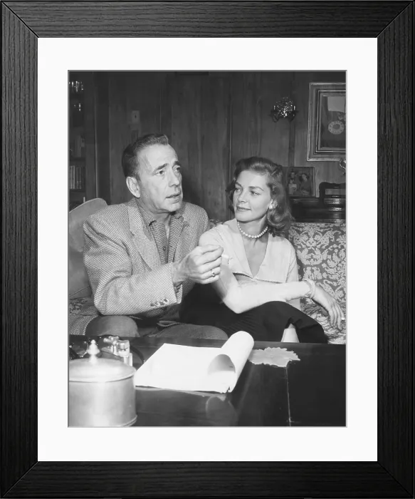 Framed Print : Humphrey Bogart and Lauren Bacall in their living room. May 1955. (CSU_2015_7_321) Framed Print : Humphrey Bogart and Lauren Bacall in their living room. May 1955. (CSU_2015_7_321)