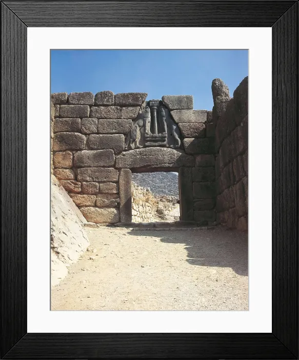 Framed Print : Lion Gate. s.XIV BC. GREECE. PELOPONNESE. ARCADIA. Mycenae. Located to the noth of the wall. Mycenaean art. AISA / Everett Collection**US SALES ONLY** Framed Print : Lion Gate. s.XIV BC. GREECE. PELOPONNESE. ARCADIA. Mycenae. Located to the noth of the wall. Mycenaean art. AISA / Everett Collection**US SALES ONLY**