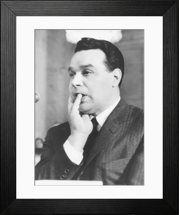 Framed Print : Michael James Genovese, alleged boss of the Pittsburgh crime family. Ca. 1960. He was among the gangsters who attended the Apalachin, N. Y. Mafia Summit on Nov. 14, 1957