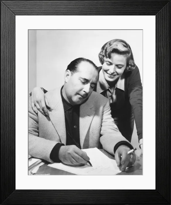 Framed Print : Swedish Actress Ingrid Bergman with her second husband, Italian Producer-Director Roberto Rossellini Framed Print : Swedish Actress Ingrid Bergman with her second husband, Italian Producer-Director Roberto Rossellini