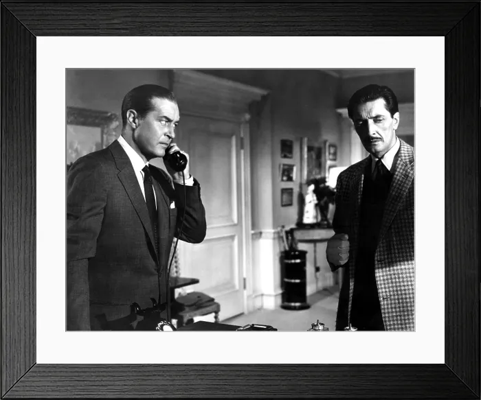 Framed Print : DIAL M FOR MURDER, Ray Milland, Anthony Dawson, 1954