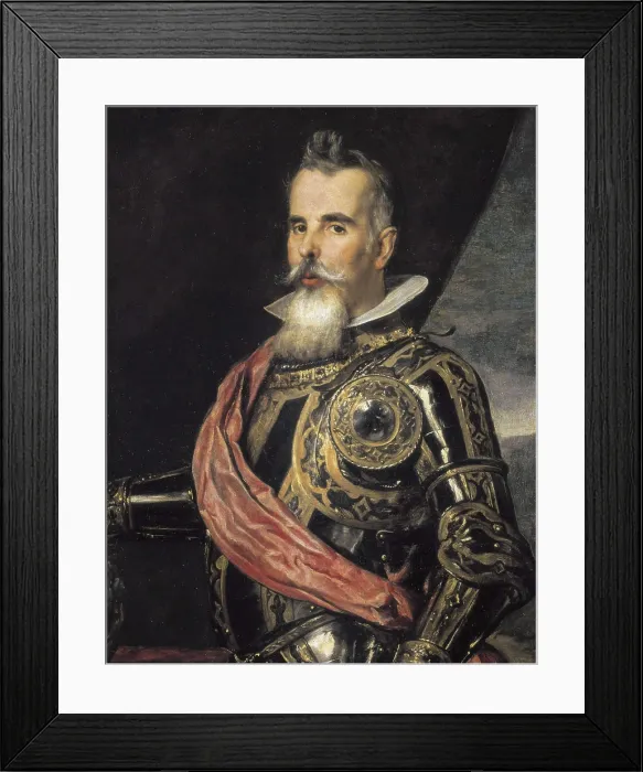 Framed Print : VELAZQUEZ, Diego Rodrguez de Silva (1599-1660). Portrait of Juan Francisco de Pimentel, 10th Count of Benavente. ca. 1648. Central detail. Baroque art. Oil on canvas. SPAIN