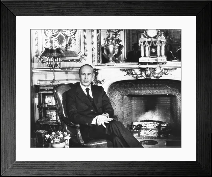 Framed Print : French President Valery Giscard d'Estaing delivered a fireside chat from the Elysee Palace. It was broadcast on Feb. 25, 1975. (CSU_2015_9_755)