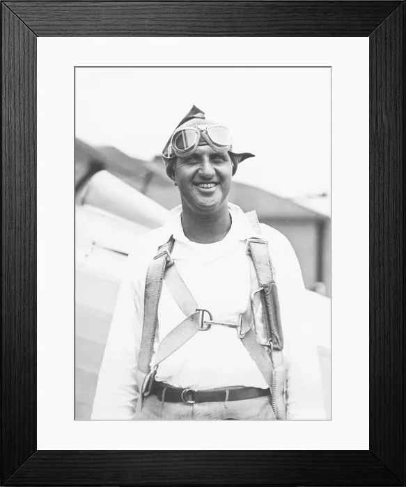 Framed Print : Harry F. Guggenheim arriving at Mitchell Field, Long Island, after 12 1 / 2 hour flight from Havana. July 1930
