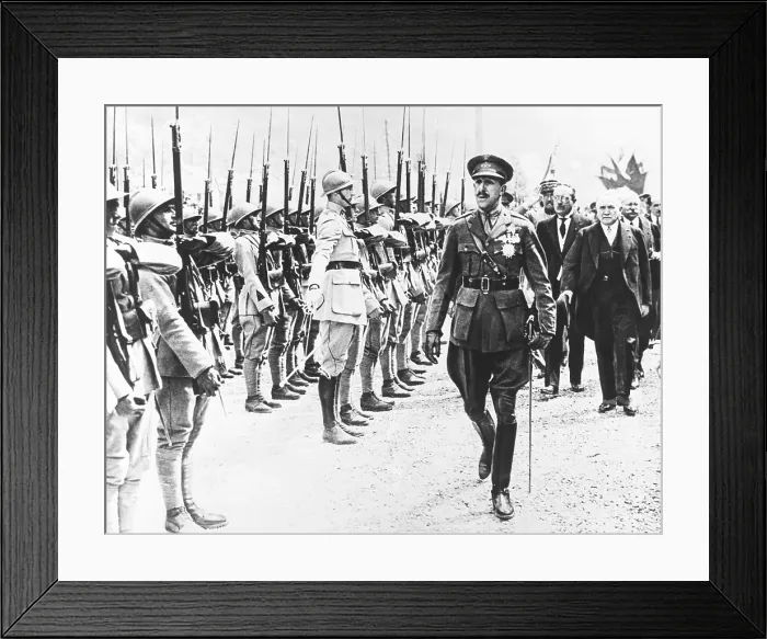 Framed Print : Alfonso VIII, King of Spain, reviewing French Troops, July 1928