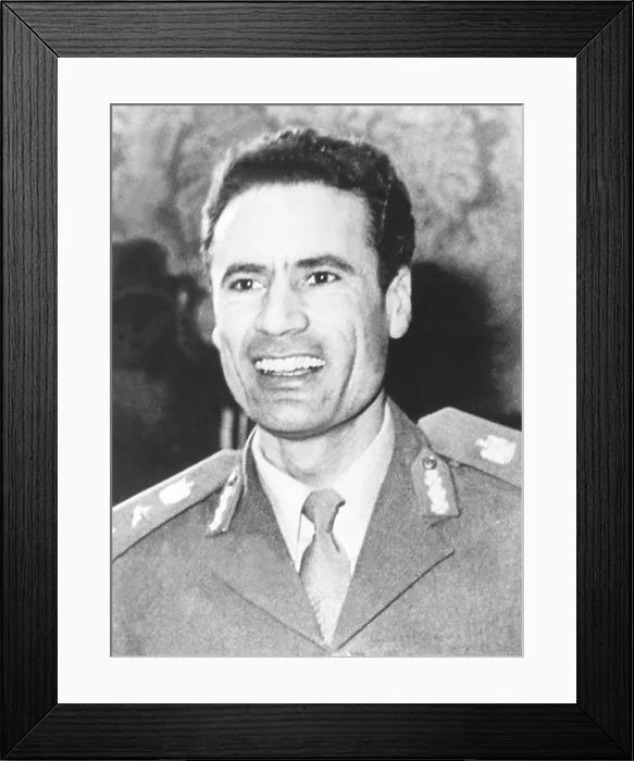 Framed Print : 1974 photo of Muammar Gaddafi who assumed power in Libya after 1969 coup d'etat
