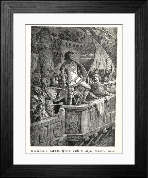 Framed Print : Crusades. Charles II of Anjou fighting. Engraving. AISA / Everett Collection**US SALES ONLY** Framed Print : Crusades. Charles II of Anjou fighting. Engraving. AISA / Everett Collection**US SALES ONLY**