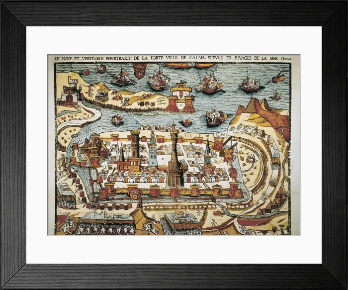 Framed Print : Calais in 1538. Xylography. ITALY. Milan. Civica Raccolta delle Stampe 'Achille Bertarelli' (Achille Bertarelli collection of prints)