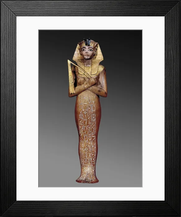 Framed Print : Shabti figure of the king. 1370 -1352 BC. Tomb of Tutankhamun. Represented as Osiris. Painted wood. Egyptian art. New Kingdom. Sculpture on wood. EGYPT. Cairo. Egyptian Museum