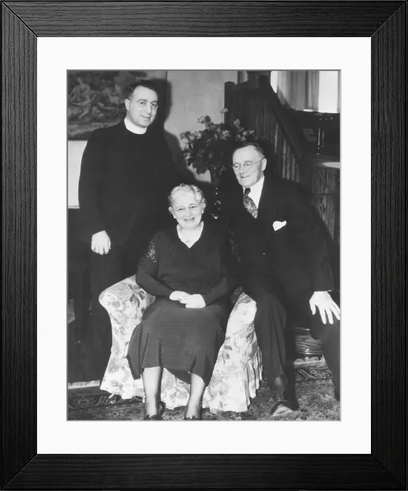 Framed Print : Father Charles Coughlin with his parents, Amelia and Thomas J. Coughlin. April 16, 1942 Framed Print : Father Charles Coughlin with his parents, Amelia and Thomas J. Coughlin. April 16, 1942