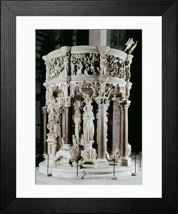 Framed Print : PISANO, Giovanni (1240-1320). Pulpit. 1302-1311. ITALY. Pisa. Cathedral. Renaissance art. Trecento. Relief on marble. AISA / Everett Collection**US SALES ONLY** Framed Print : PISANO, Giovanni (1240-1320). Pulpit. 1302-1311. ITALY. Pisa. Cathedral. Renaissance art. Trecento. Relief on marble. AISA / Everett Collection**US SALES ONLY**