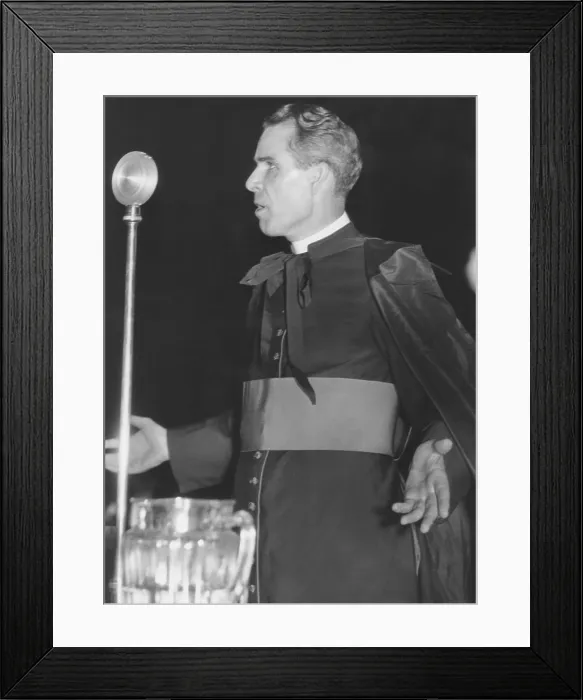 Framed Print : Bishop Fulton J. Sheen, theologian of Catholic University Washington, D.C. Monsignor Sheen hosted the night-time radio program, THE CATHOLIC HOUR, from 1930 to 1950