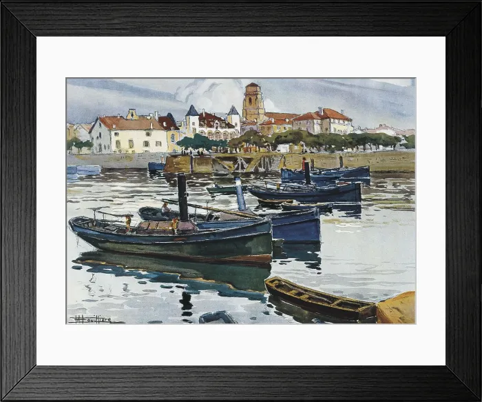 Framed Print : BOUILLIERE (20th century). San Juan de Luz. The Port. 1931. Oil on canvas. AISA / Everett Collection - Image has fine art copyright