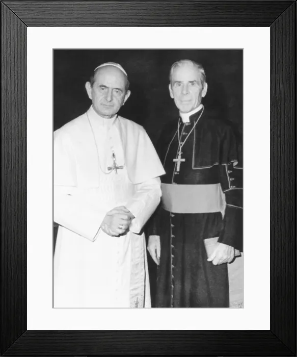 Framed Print : Fulton J. Sheen following a private audience Pope Paul VI at the Vatican, March 17, 1971