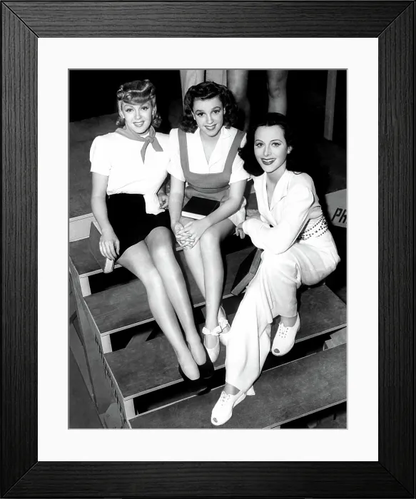 Framed Print : ZIEGFELD GIRL, from left, Lana Turner, Judy Garland, Hedy Lamarr, on-set, 1941