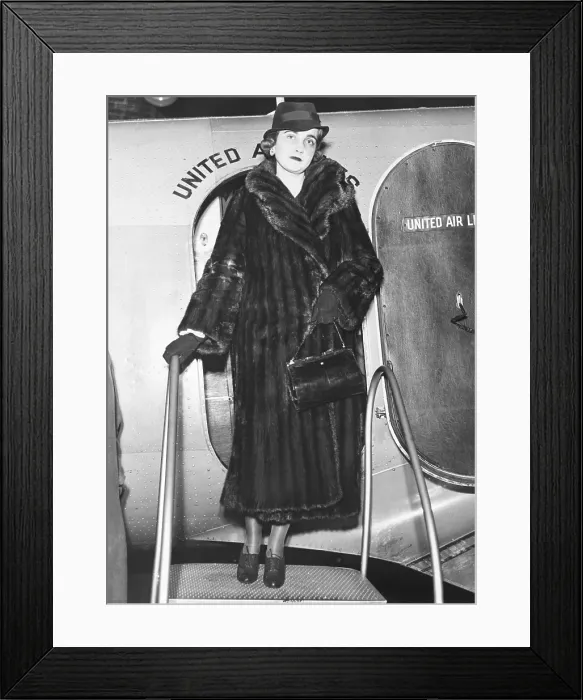 Framed Print : Barbara Hutton, on her way to Reno, Nevada, to divorce her first husband, Prince Alexis Mdivani. She arrived in Chicago on a chartered plane, March, 29, 1935. (CSU_2015_7_407)