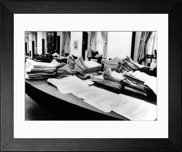 Framed Print : Telegrams protesting President Ford's full and unconditional pardon of Richard Nixon. 16, 000 telegrams arrived, were running about 6 to 1 against the pardon. Sept