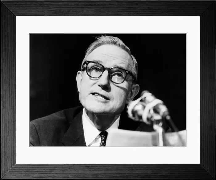 Framed Print : John D. Rockefeller III, appearing before the Senate Finance Committee on tax reform