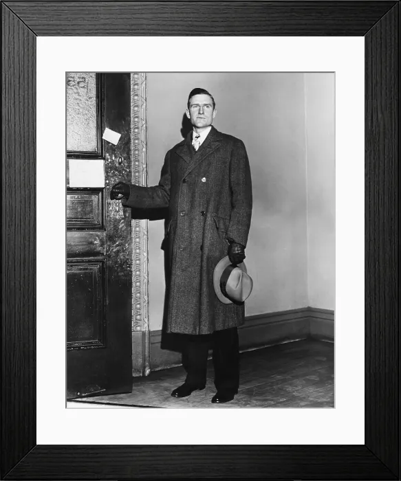 Framed Print : John D. Rockefeller III, at New York Federal court for jury duty. He served on a mail fraud case of the U.S. Government against the Associated Dental Products, Inc. Feb. 5, 1931