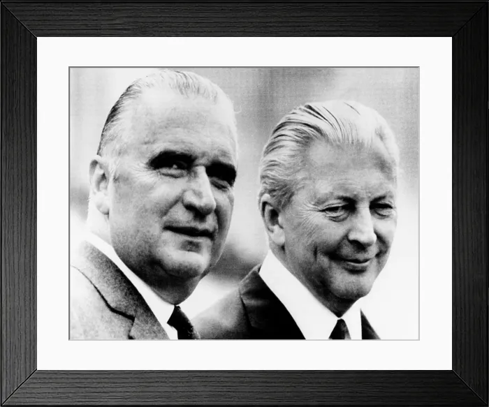 Framed Print : French President Georges Pompidou (left) with West German Chancellor Kurt Kiesinger. It is Pompidou's first official visit abroad as head of state. Sept. 8, 1969 Framed Print : French President Georges Pompidou (left) with West German Chancellor Kurt Kiesinger. It is Pompidou's first official visit abroad as head of state. Sept. 8, 1969