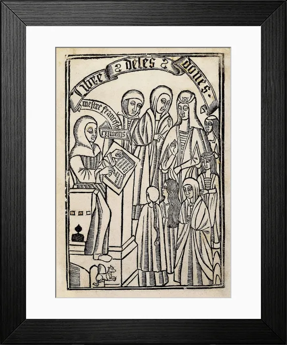Framed Print : Cover of the 'Book on Women' by Francesc Eiximenis. Edition by Joan Rosenbach (Barcelona, 1495). Xylography. SPAIN. Barcelona